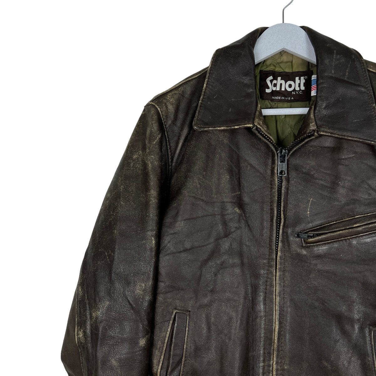Schott 🔥 VINTAGE SCHOTT NYC LEATHER RACER JACKET MADE IN USA Size US S / EU 44-46 / 1 - 7 Thumbnail
