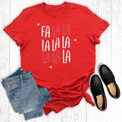 Next Level Fa La La La La Red Graphic Tee Shirt Medium Christmas Top Size M / US 6-8 / IT 42-44 - 1 Thumbnail