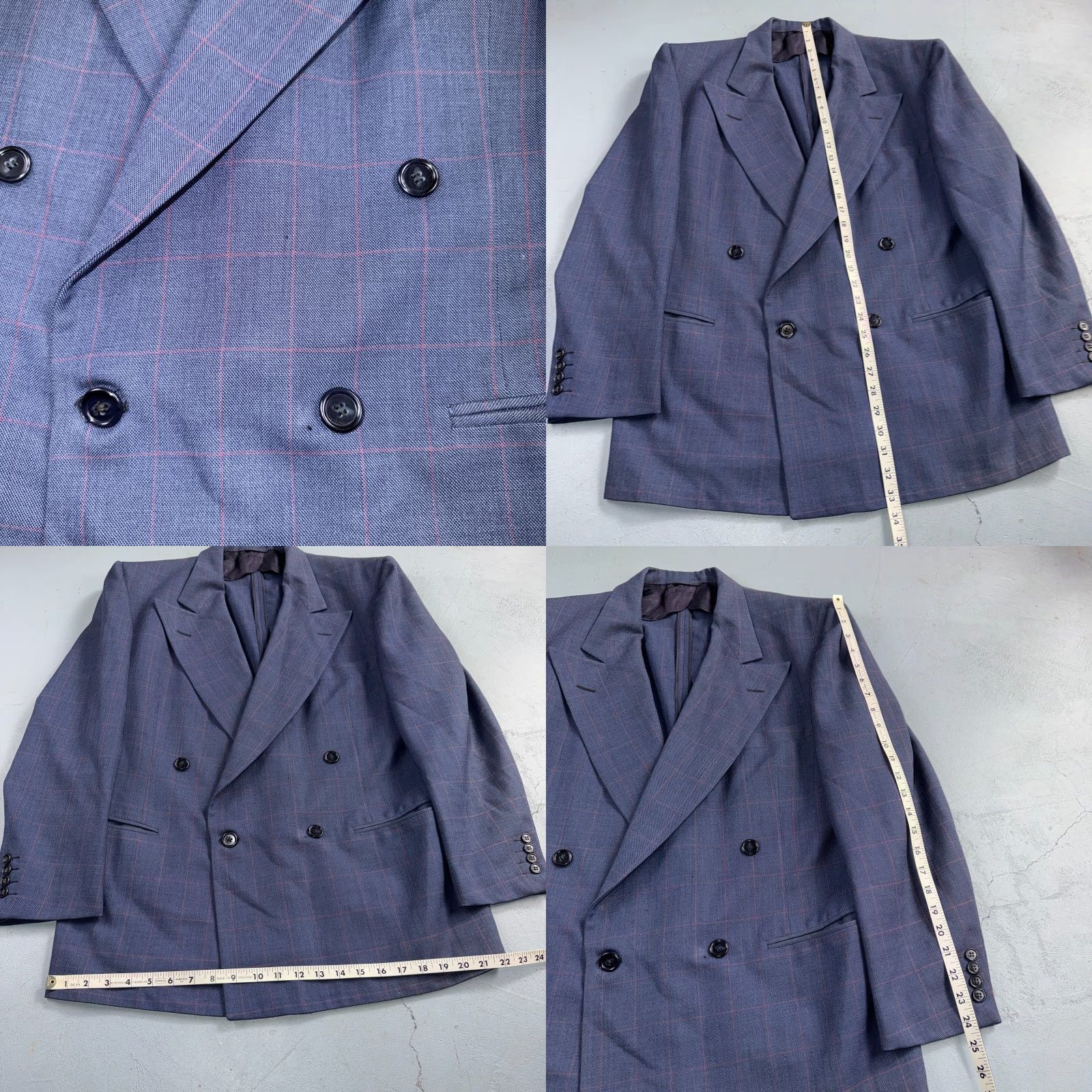 Doublet VINTAGE Rockingham Wool Suit Jacket - 60s Pinstripe Double Breasted Navy Blue 42 Regular Size Men’s 1960s Size 42R - 8 Thumbnail