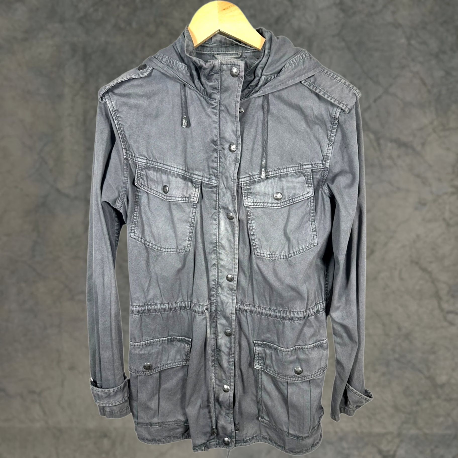 Vintage Talula Women Gray Utility Jacket Hood Drawstring Size Small Size S / US 4 / IT 40 - 1 Thumbnail