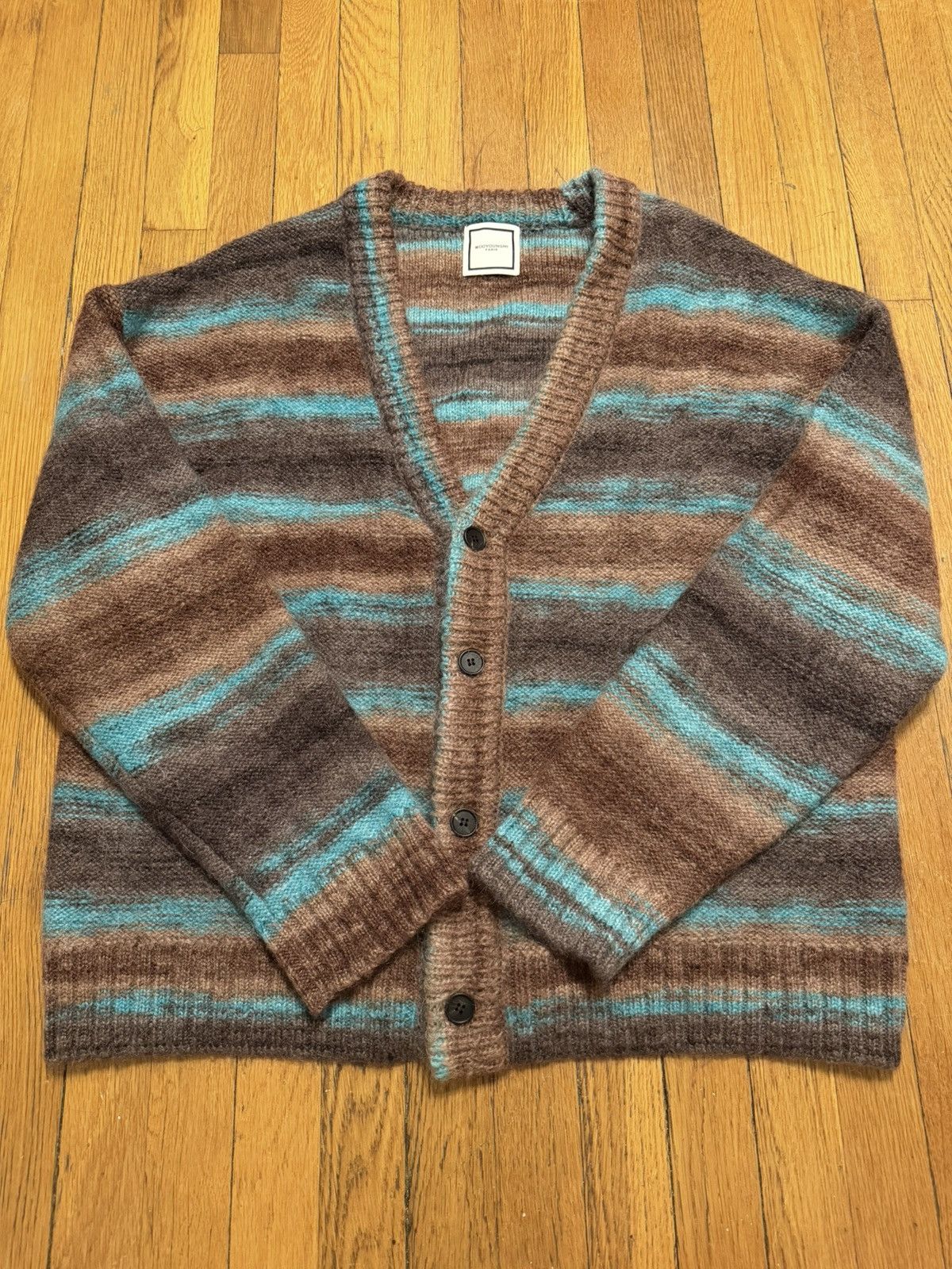 Wooyoungmi Wooyoungmi FW21 Mohair Cardigan Brown Turquoise Stripe Size US S / EU 44-46 / 1 - 2 Thumbnail