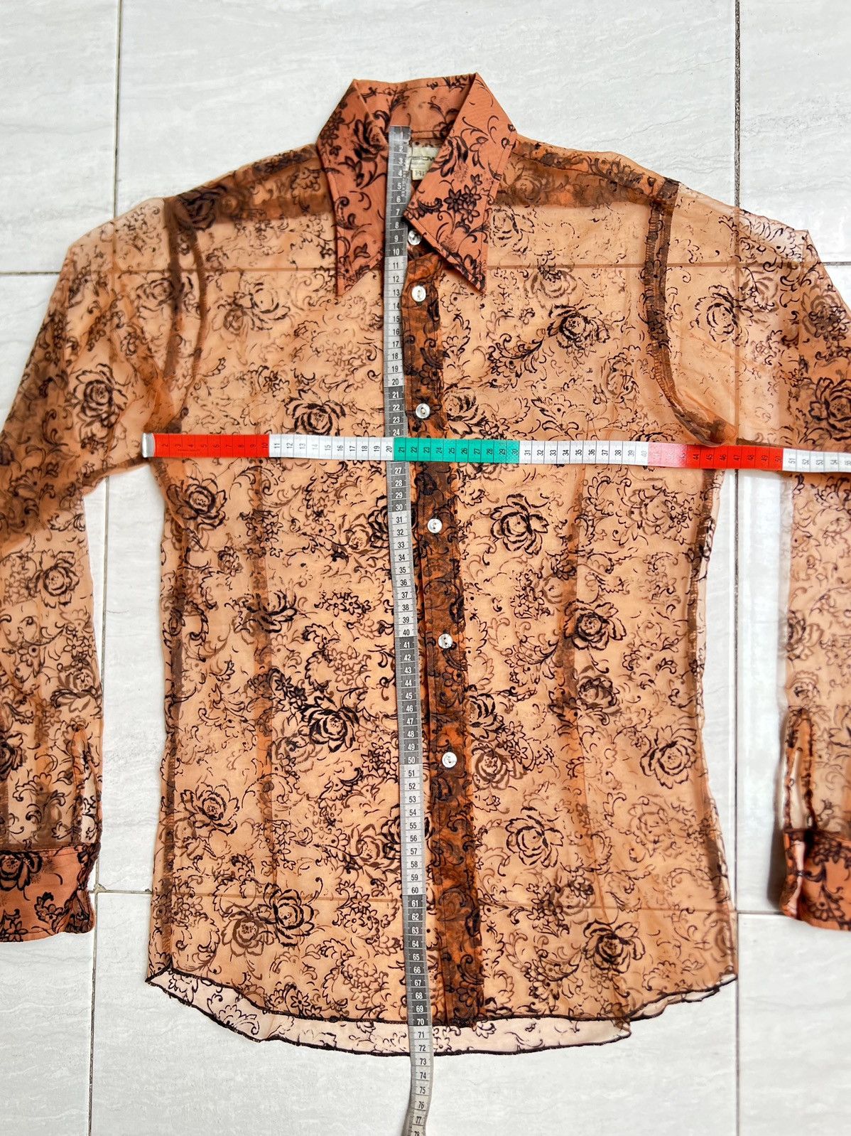 Vintage WENSLOW London Flower Motive Mesh Shirt Size US XS / EU 42 / 0 - 2 Thumbnail