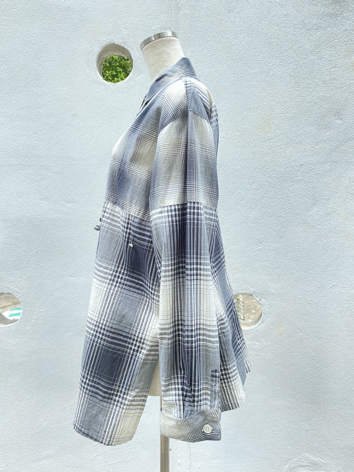 A.O. CMS × Japanese Brand A.O. O.A. Long Sleeve Black & White Plaid Shirt Dress Size L / US 10 / IT 46 - 8 Thumbnail