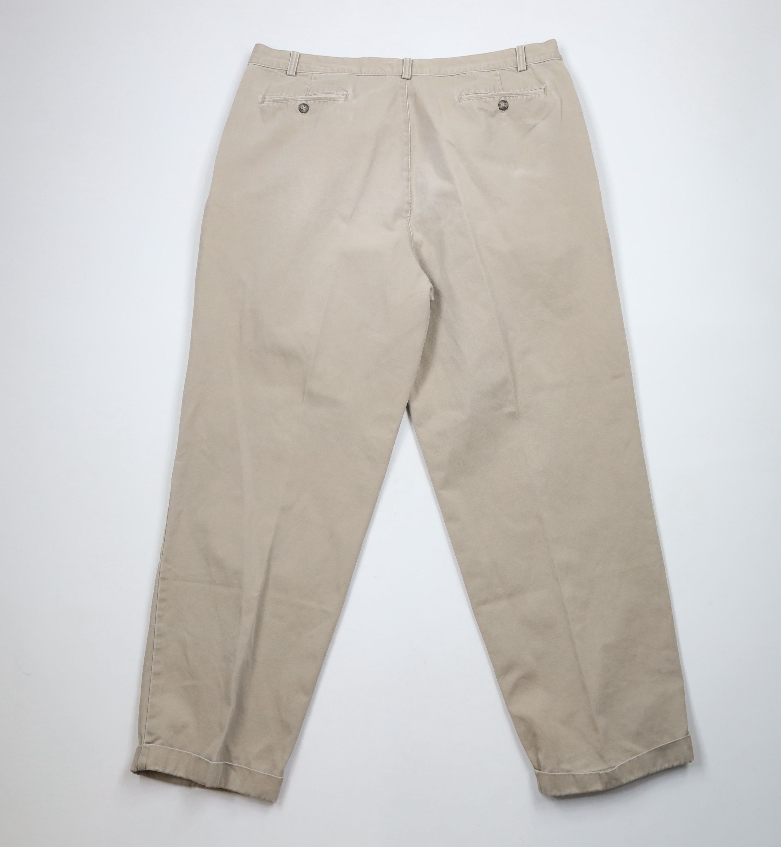 Gap × Vintage Vintage 90s Gap Pleated Cuffed Relaxed Fit Chino Pants Beige Size US 40 / EU 56 - 8 Thumbnail