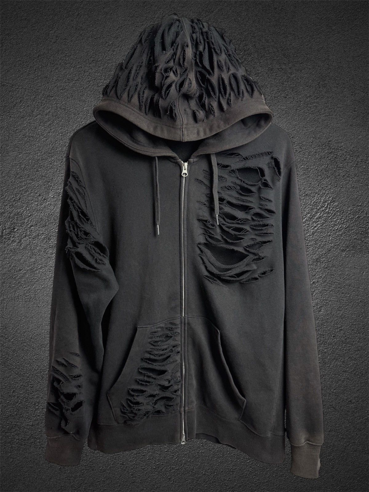 Hysteric Glamour Black Faded Distressed Hoodie by Gu Size US XL / EU 56 / 4 - 1 Thumbnail