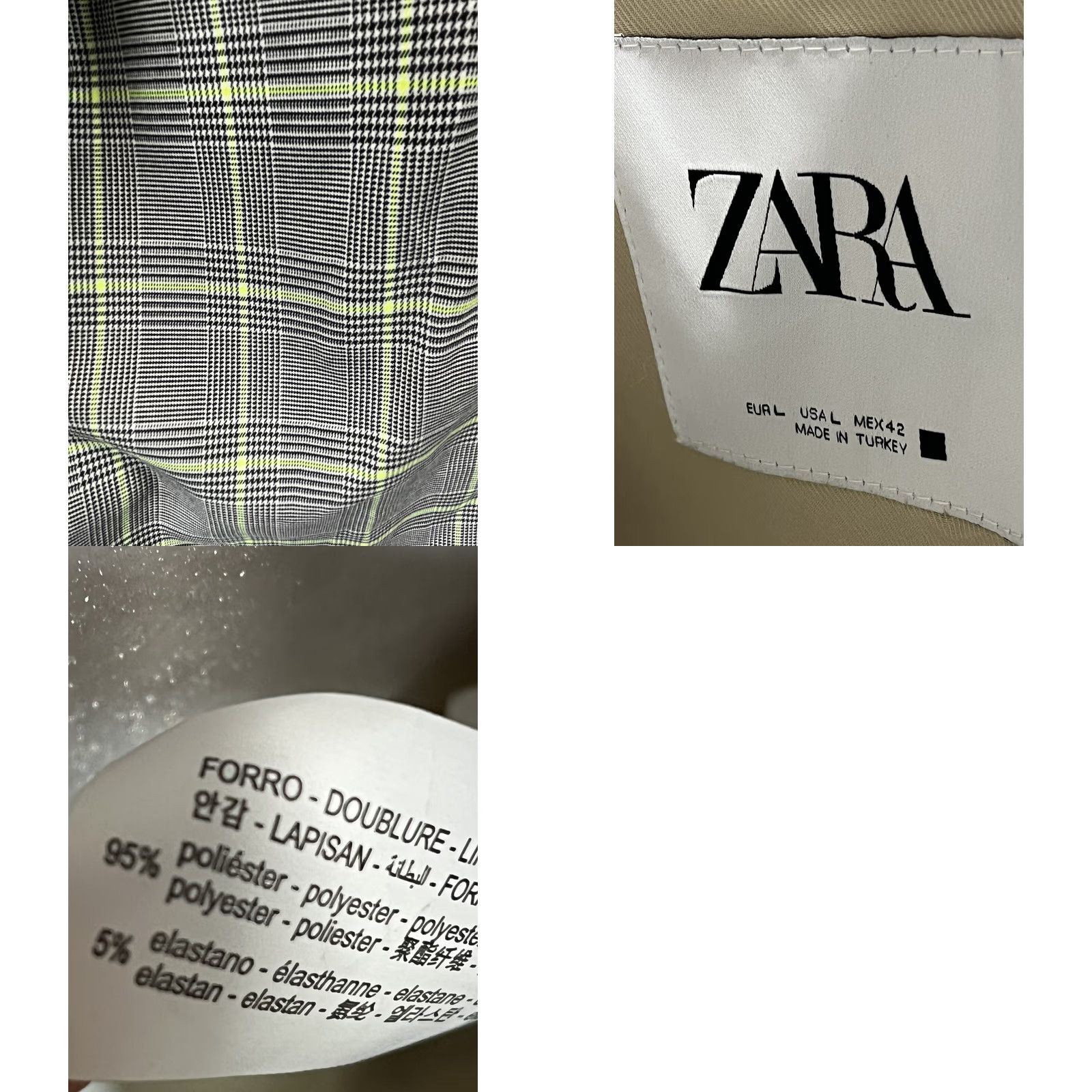 Zara Zara Trench Coat Womens L Belted Vented Plaid Double Breasted Classic Old Money City Academia Size L / US 10 / IT 46 - 8 Thumbnail