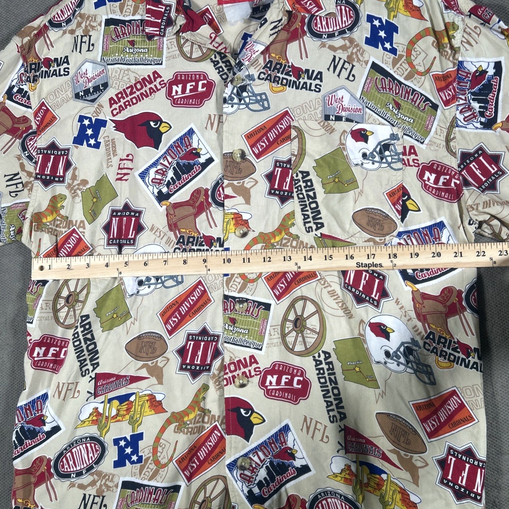 NFL Arizona Cardinals NFL Hawaiian All-Over Print Shirt Short Sleeve Button-Up XL Men Multicolor Collar-Button Spring Summer Fall Winter Casual Size US XL / EU 56 / 4 - 7 Thumbnail
