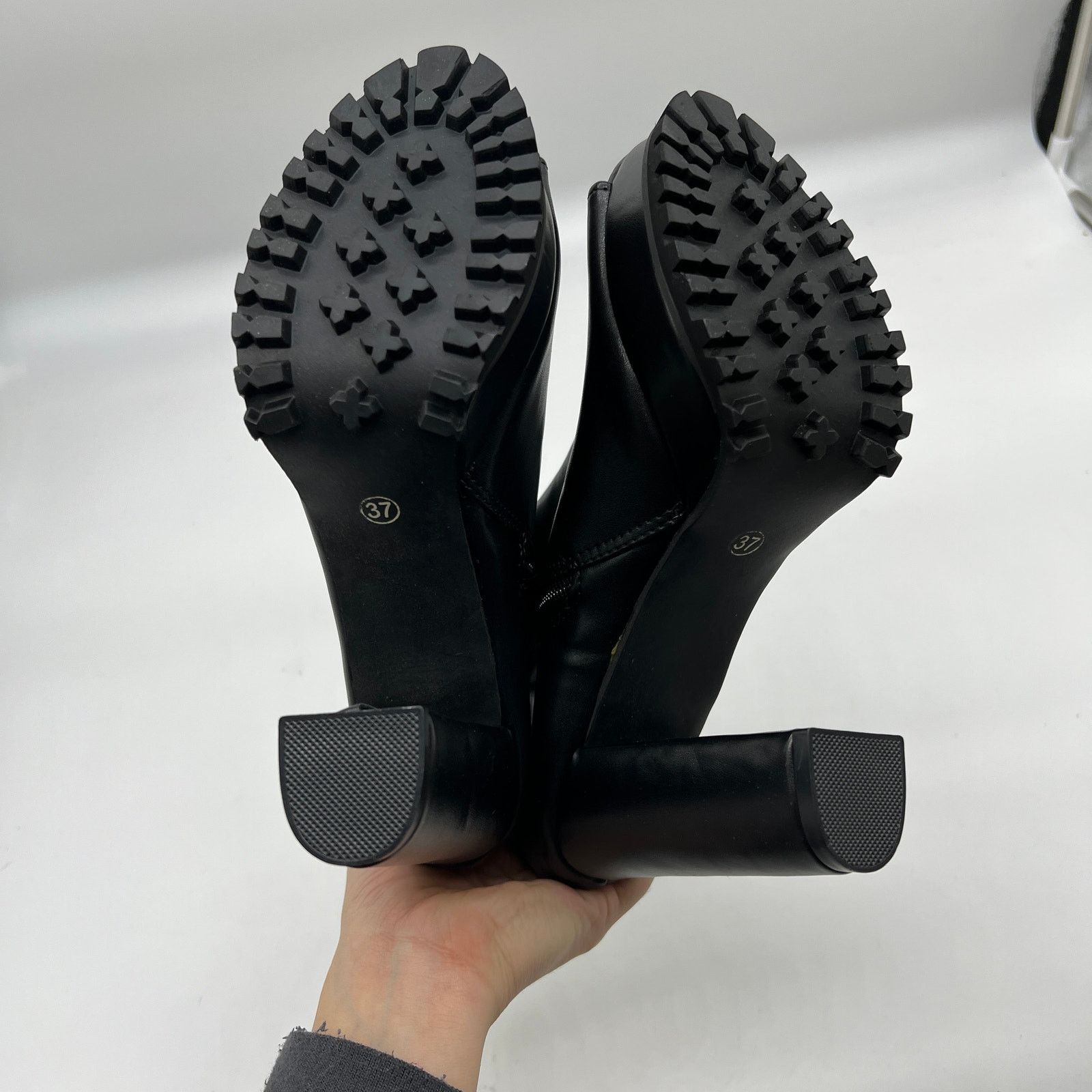Other Chunky High Heel Booties Zipper Platform Open Toe Ankle Size US 6.5 / IT 36.5 - 8 Thumbnail