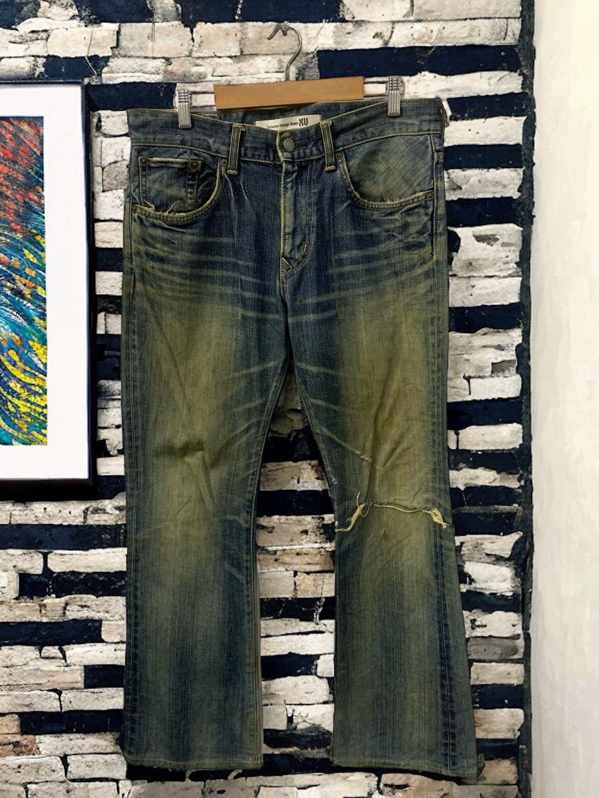image of Distressed Denim x Edwin Xv Mudwash Vintage Style Jeans (A29) in Denim, Men's (Size 32)