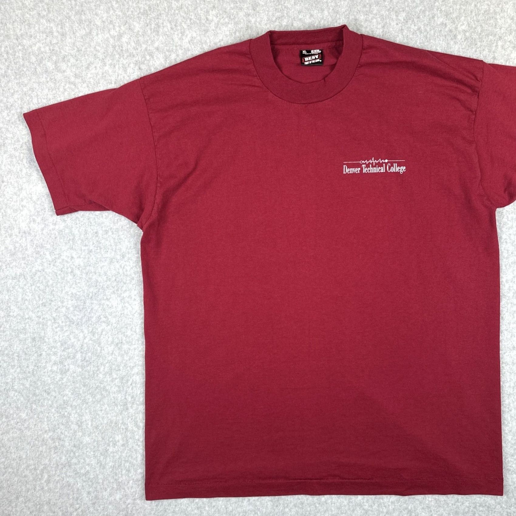Fruit Of The Loom VINTAGE Fruit Of The Loom Best XL Red Single Stitch Shirt USA Made Denver Technical College 90s Mens XL Red Shirt Size US XL / EU 56 / 4 - 3 Thumbnail