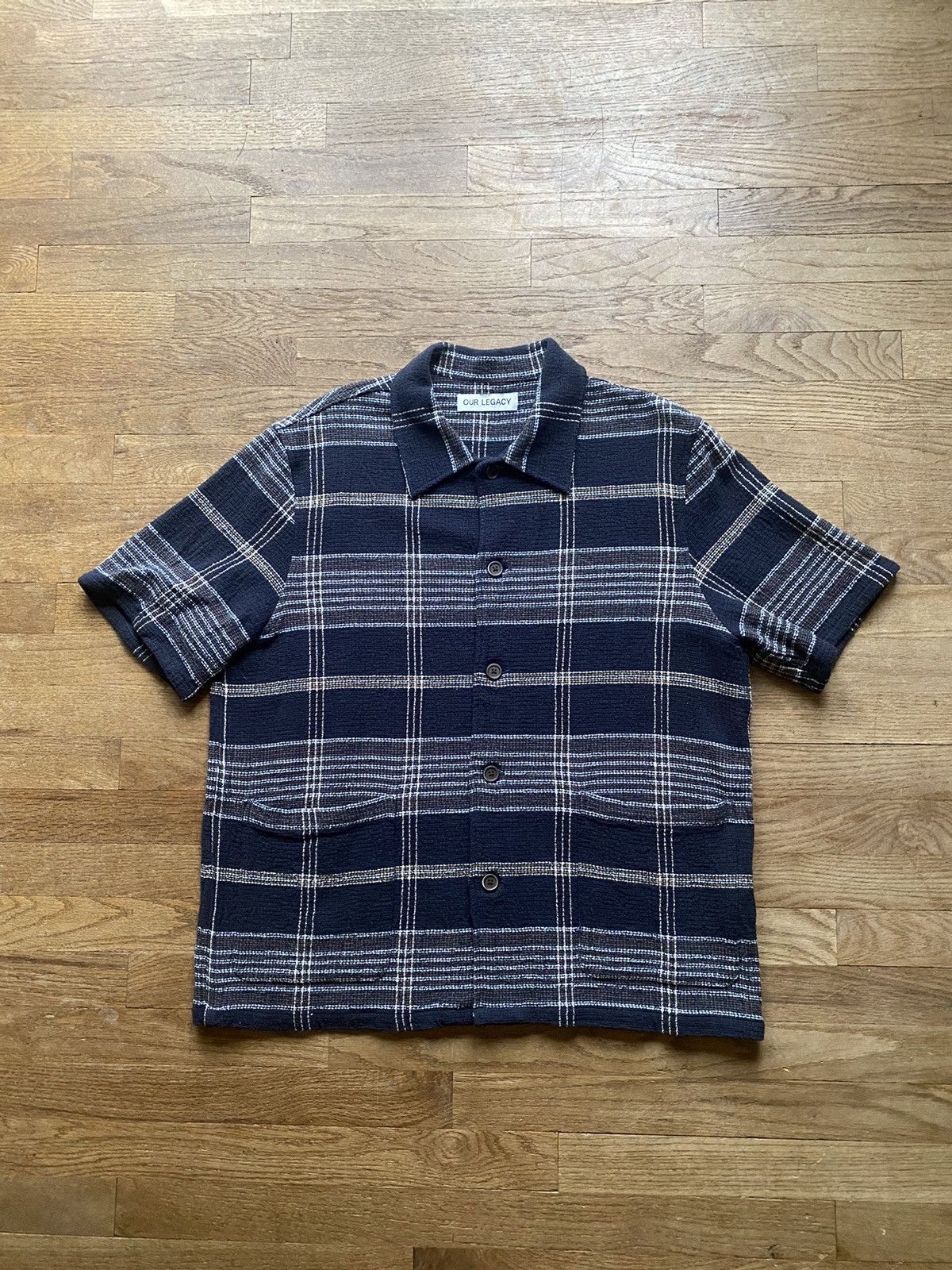 Our Legacy Our Legacy Elder Shirt Shortsleeve Navy Plaid (48 