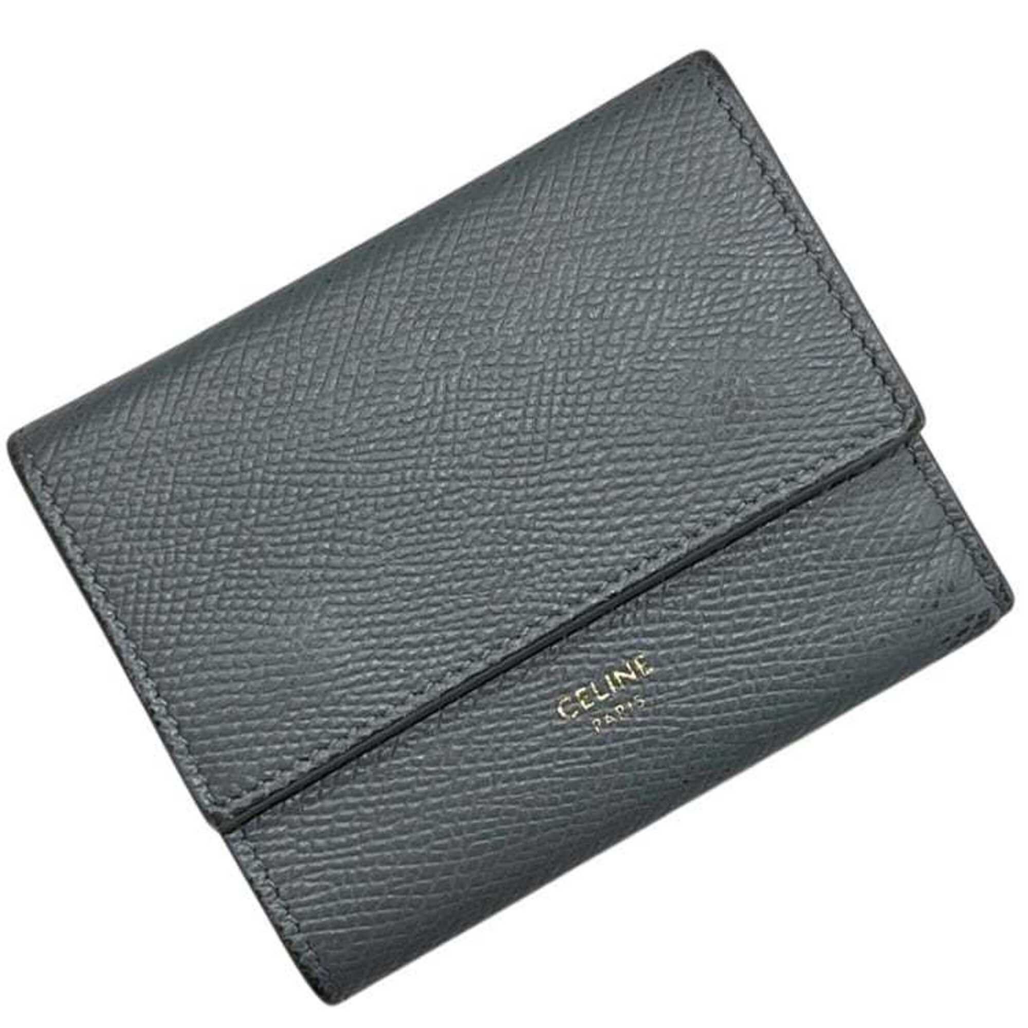 Celine Celine Trifold Wallet ec-25322 Gray 10B57 3BEL 38NO Leather S-FG-0129 CELINE Compact Folding Grain Women's Size ONE SIZE - 1 Thumbnail