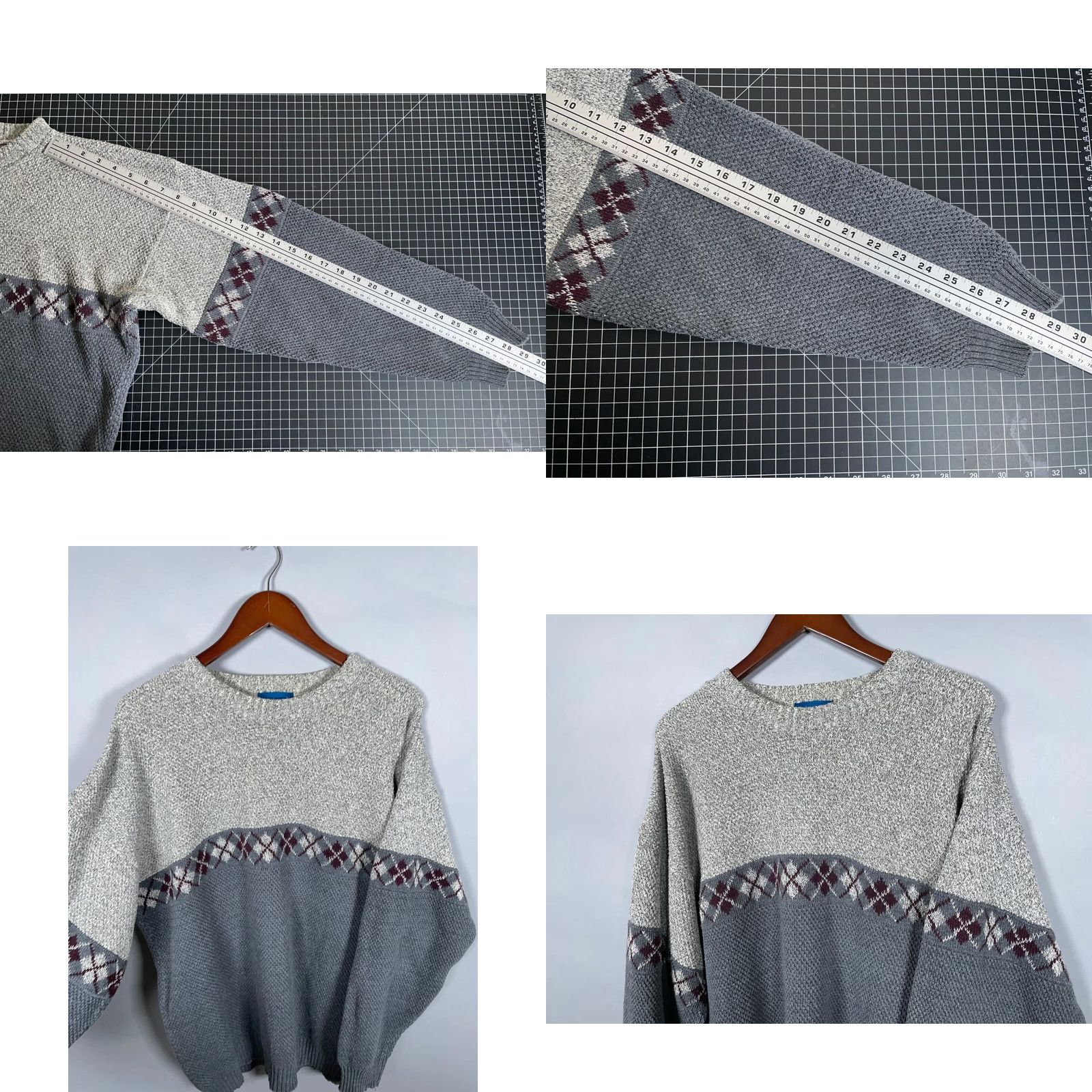 Vintage VINTAGE Towncraft Sweater Casual Knitt XL Gray Diamond Pattern USA Made Knit Crew Neck Mens XL Pullover 90s Retro Size US XL / EU 56 / 4 - 8 Thumbnail