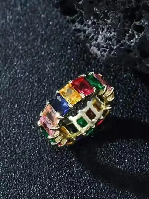 Jewelry Colorful Gemstone Gold Ring Size ONE SIZE - 2 Thumbnail