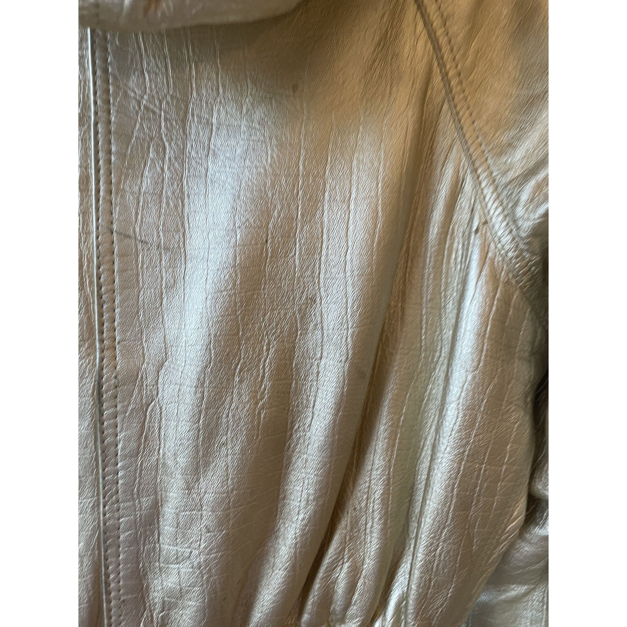 Versace Vintage Gold Metallic Hooded Leather Jacket Womens Size XS / US 0-2 / IT 36-38 - 5 Thumbnail