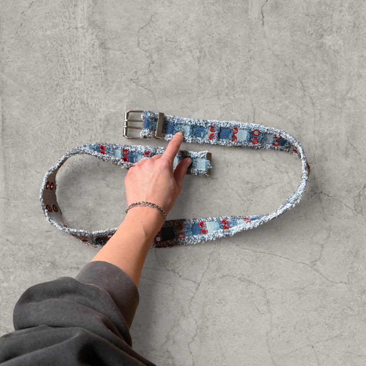 Japanese Brand Vintage style retro belt, denim navy/blue stripe. One size Size ONE SIZE - 3 Thumbnail