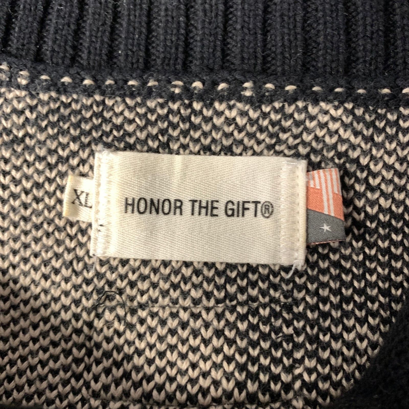 Honor the Gift HONOR THE GIFT XL Black Khaki Graphic Cotton Ribbed Sweater Size US XL / EU 56 / 4 - 6 Thumbnail