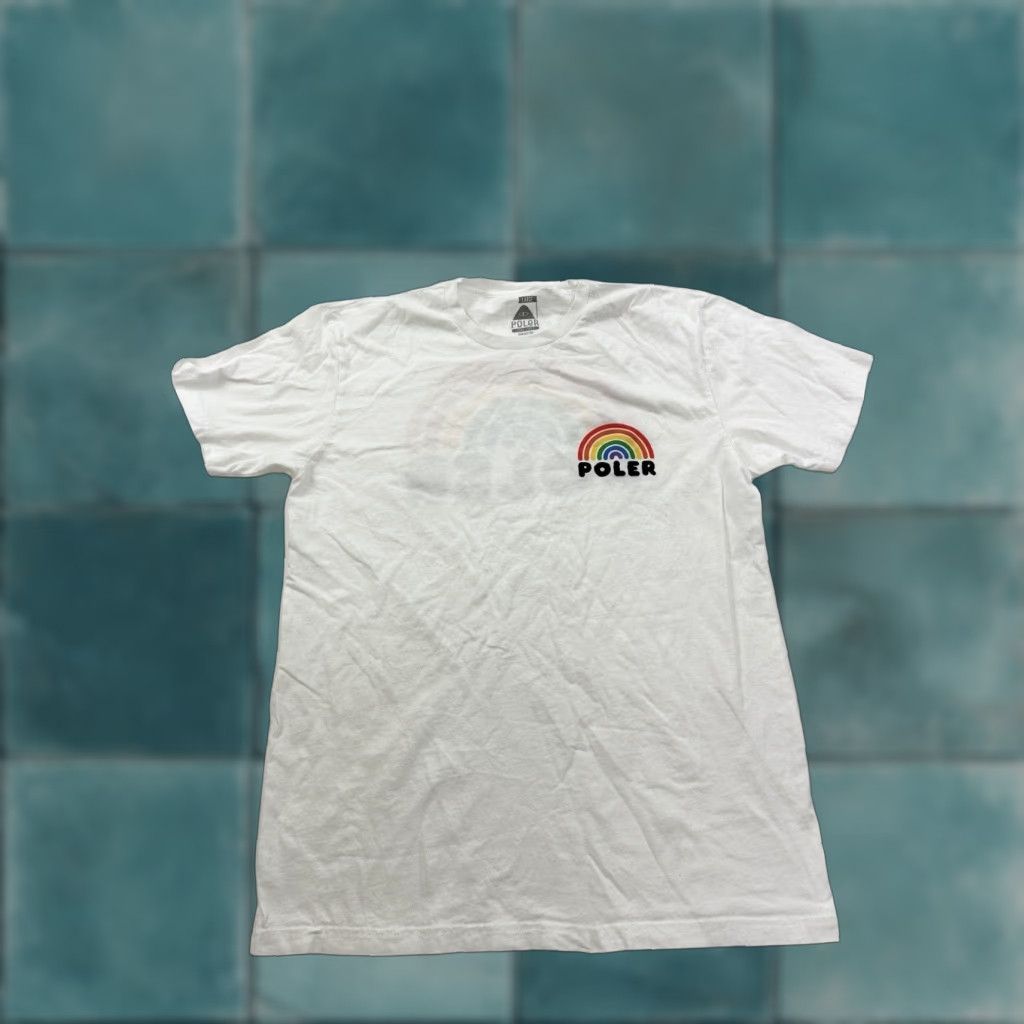 Poler VINTAGE Poler Shirt Men L White Rainbow Print Short Sleeve Camp Vibes Size US L / EU 52-54 / 3 - 1 Thumbnail