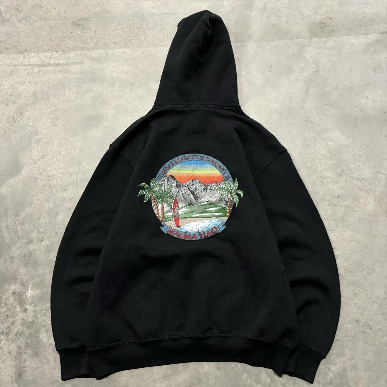 Russell Athletic × Vintage Crazy Vintage Y2K/2000s Black Russell U.S. Marine Corps Surf Hoodie! Size US XL / EU 56 / 4 - 1 Thumbnail