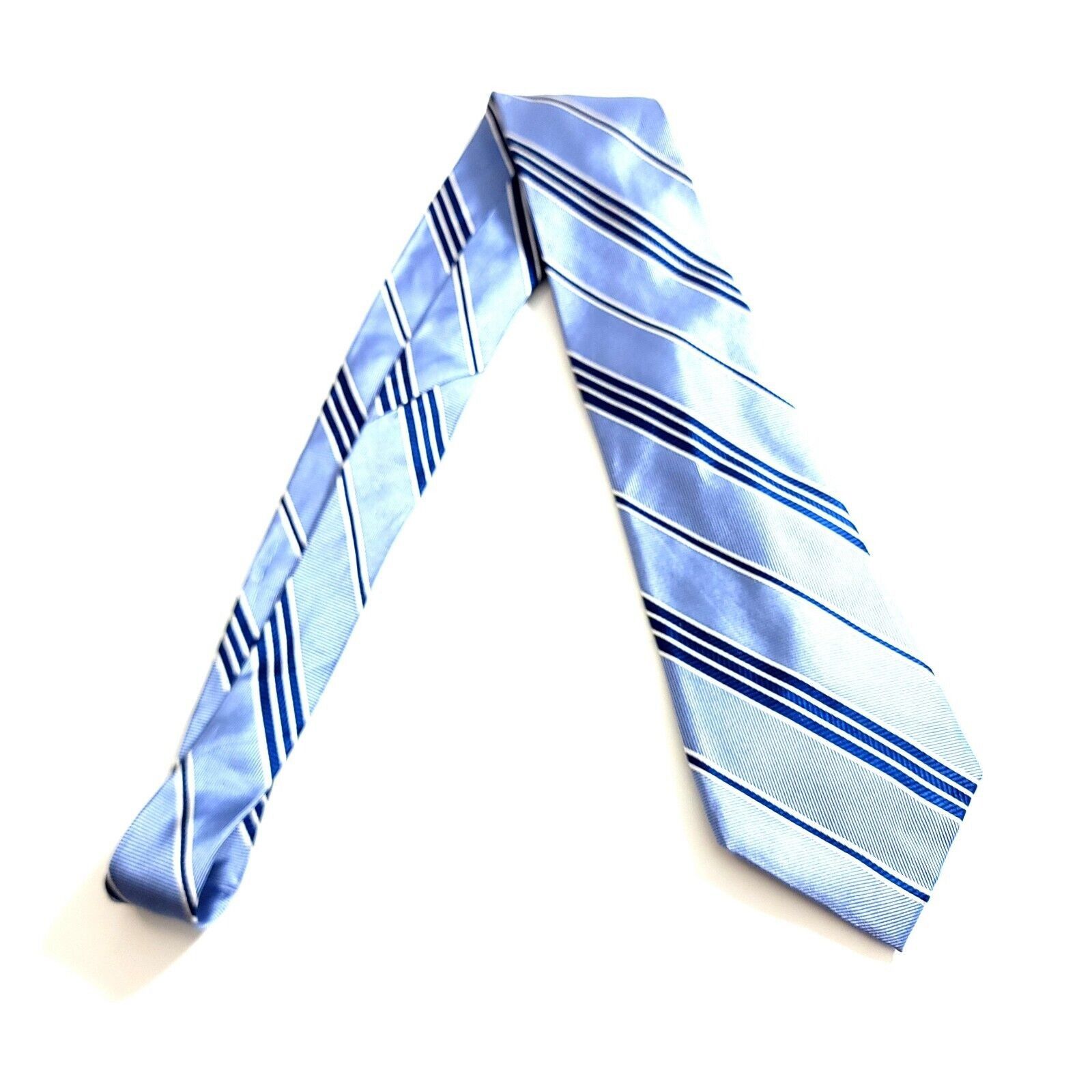 Paul Fredrick Paul Fredrick Blue Striped Woven Silk Tie Size ONE SIZE - 6 Thumbnail