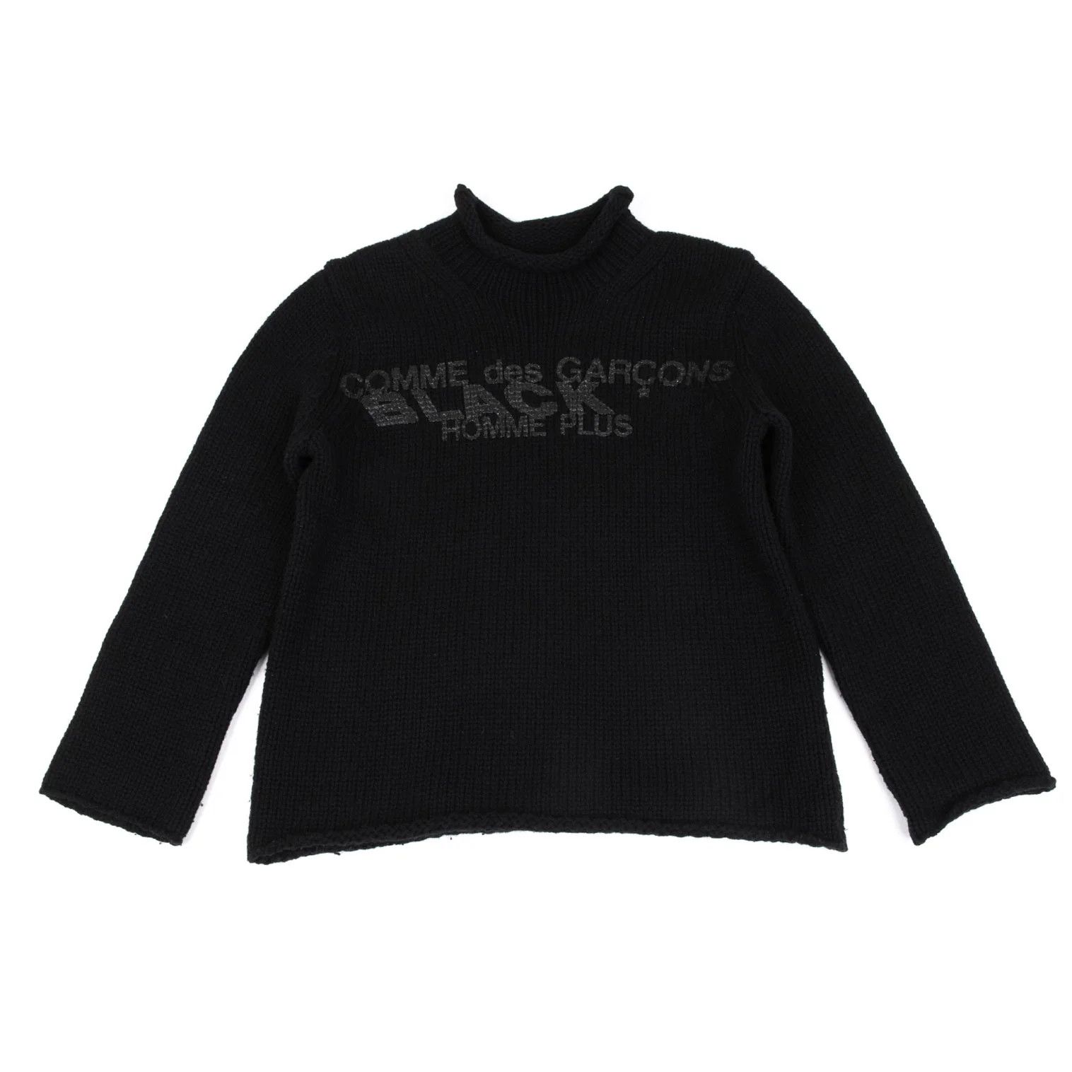 Comme des Garcons Homme Plus Logo Print Knit Sweater in Black, Size M Size US M / EU 48-50 / 2 - 1 Thumbnail