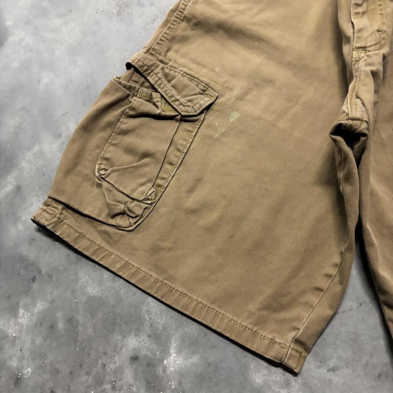 Japanese Brand × Vintage Crazy Vintage Y2K/2000s Baggy Khaki Brown Streetwear Skater Style Cargo Shorts! Size US 34 / EU 50 - 3 Thumbnail