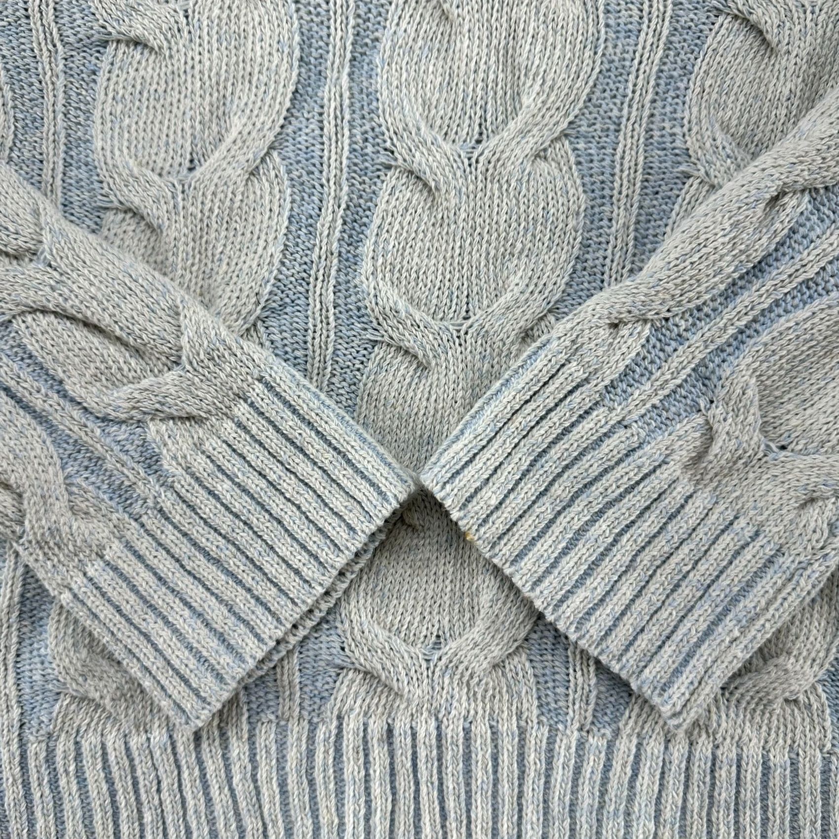 Free People Free People Sweater Shirt Womens Small Blue V-Neck Cable-Knit Pullover Wool Cotton Acrylic Washed 90s Vintage No Size S / US 4 / IT 40 - 3 Thumbnail