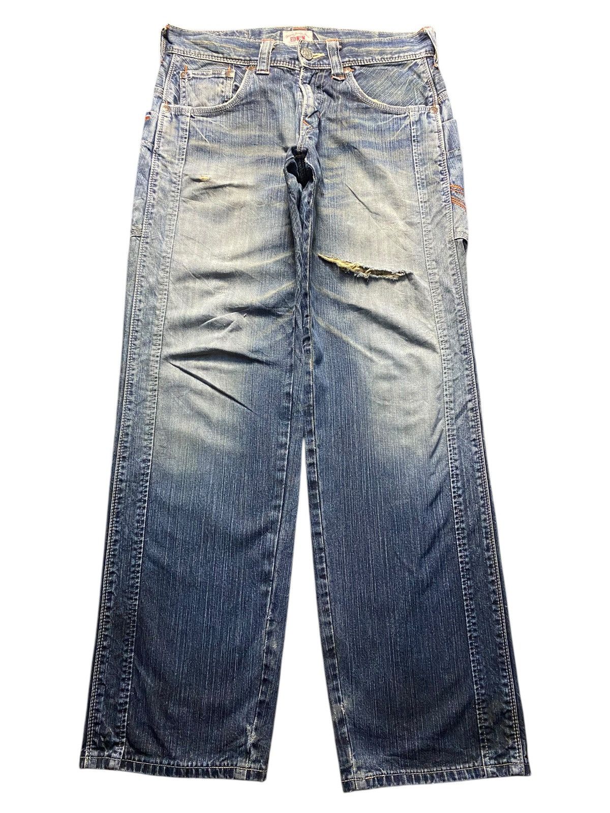 Vintage Edwin XV Embroidery Logo Distressed Jeans