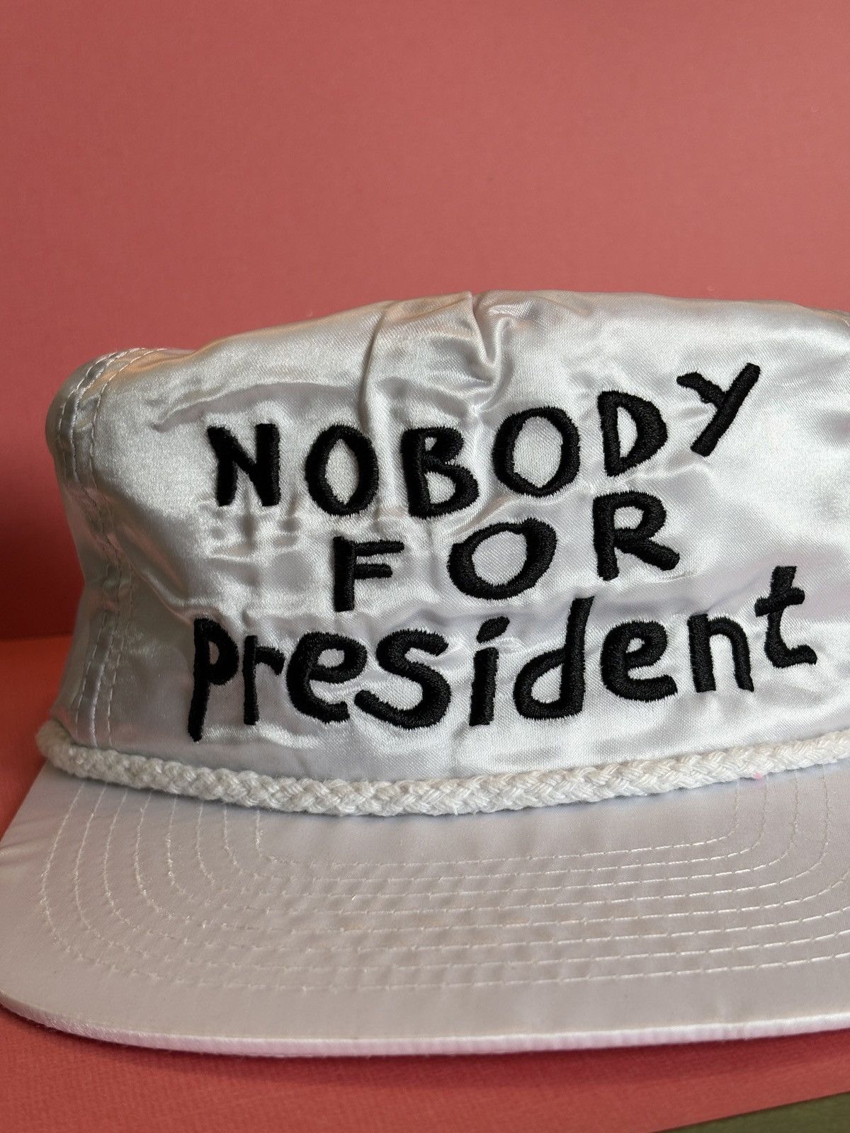 For Those Who Sin FTWS "Nobody For President" White Satin Rope Hat Size ONE SIZE - 1 Thumbnail