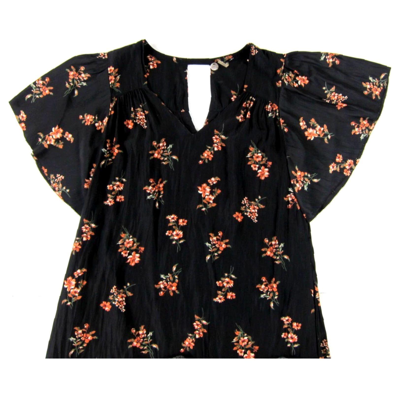 Pinko Margaret O'Leary Black Pink Floral Silky Short Sleeve Tunic Smock Dress S Size 28" / US 6 / IT 42 - 4 Thumbnail
