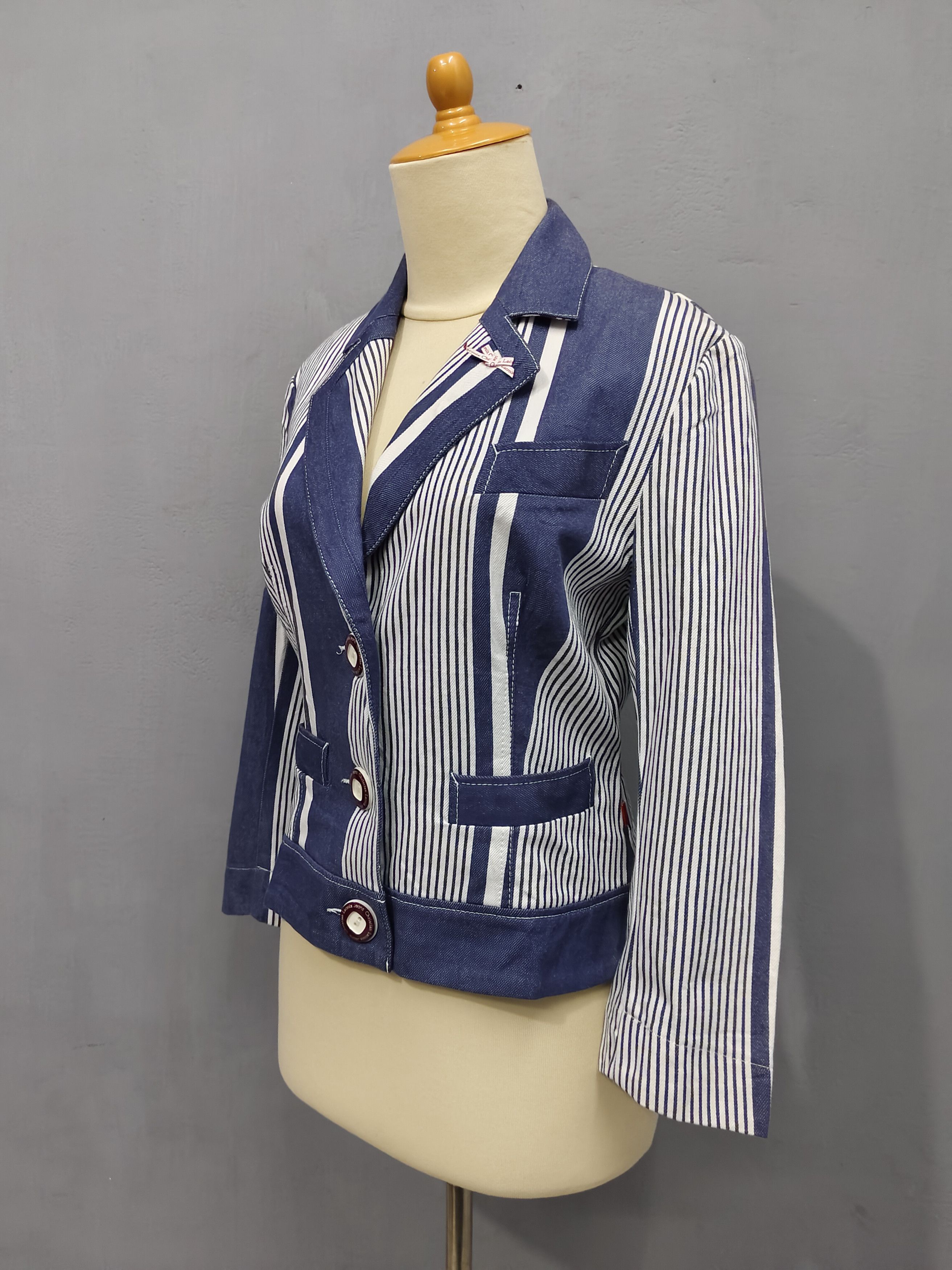 Christian Lacroix 00s Christian Lacroix Jeans Y2K Archive Striped Denim Blazer Size M / US 6-8 / IT 42-44 - 3 Thumbnail