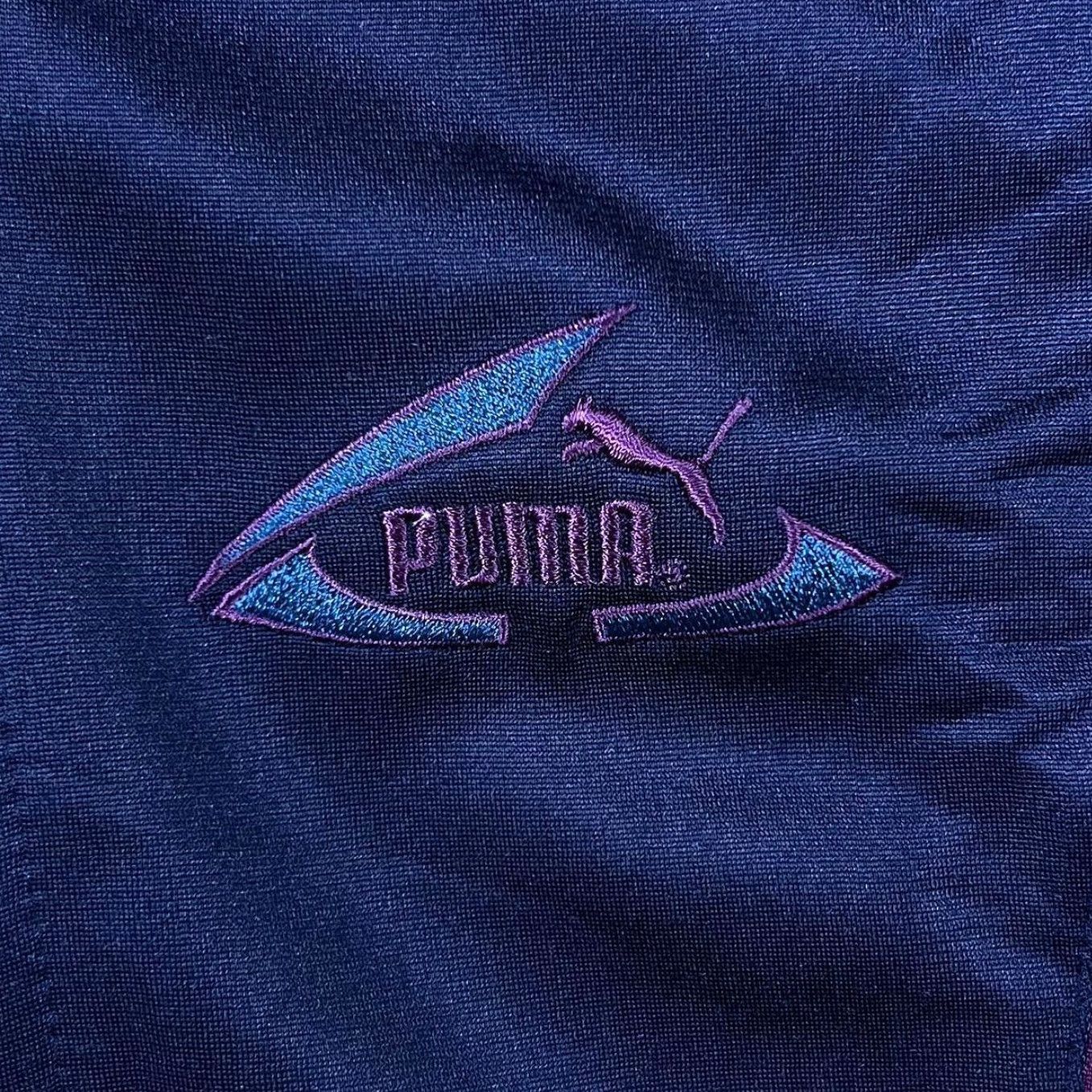 Puma VINTAGE PUMA Embroidered Mini Logo Colour Block Navy Blue Tracksuit Jacket Size US 33 - 4 Thumbnail