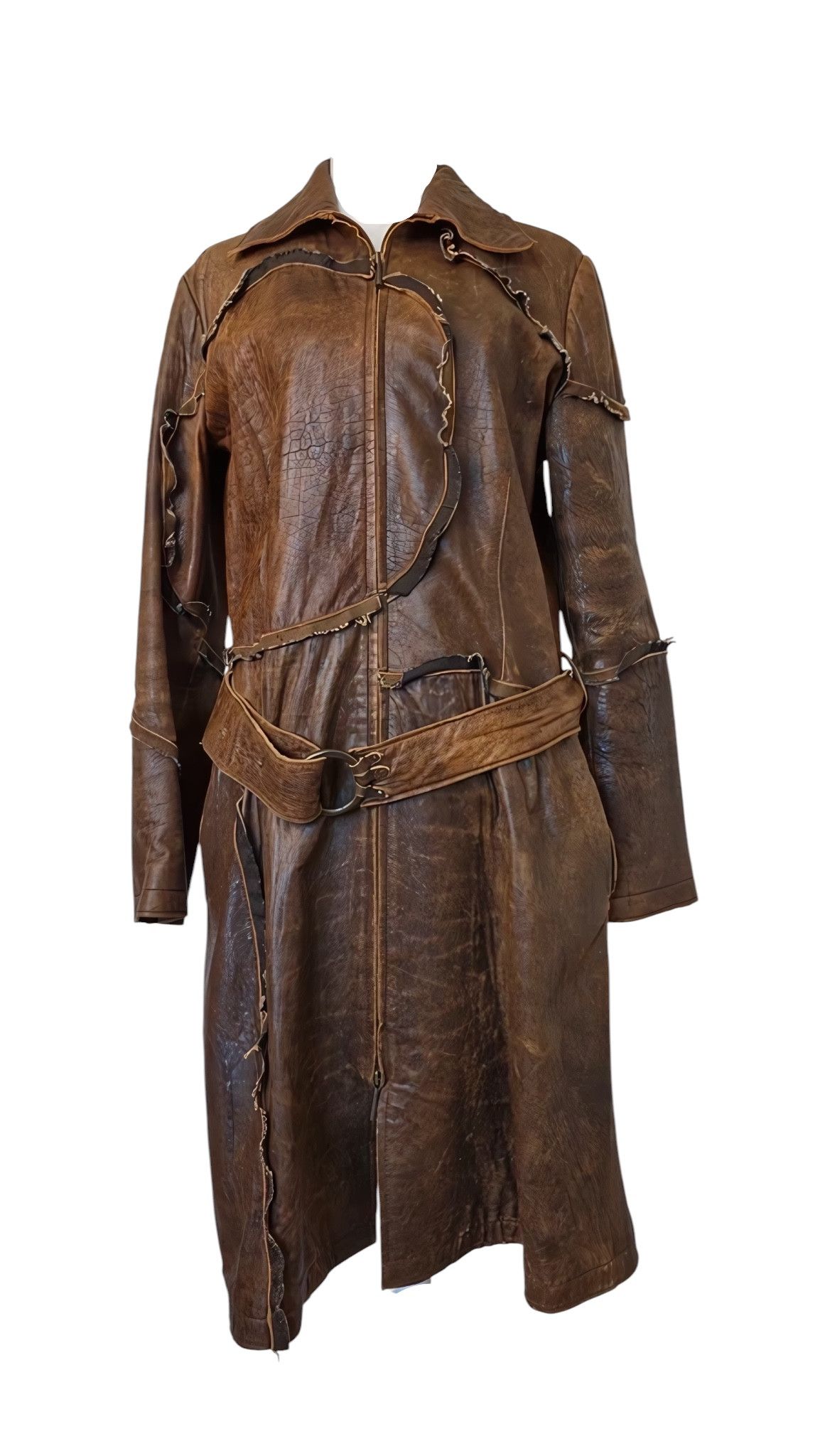 Roberto Cavalli F/W 2007 BELTED LEATHER RAW CUT TRENCH COAT Size M / US 6-8 / IT 42-44 - 1 Thumbnail