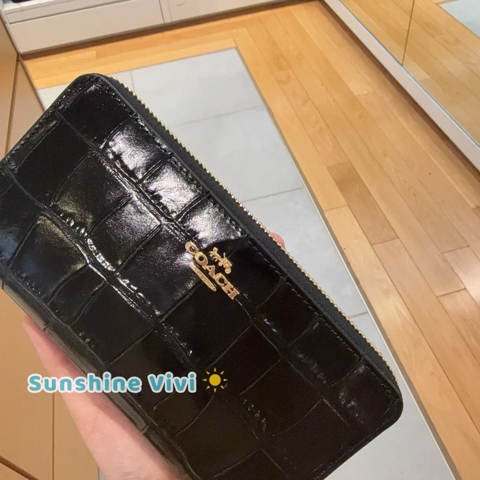 Coach NWT Coach Long Zip Around Wallet CT083 Crocodile Black Size ONE SIZE - 2 Thumbnail