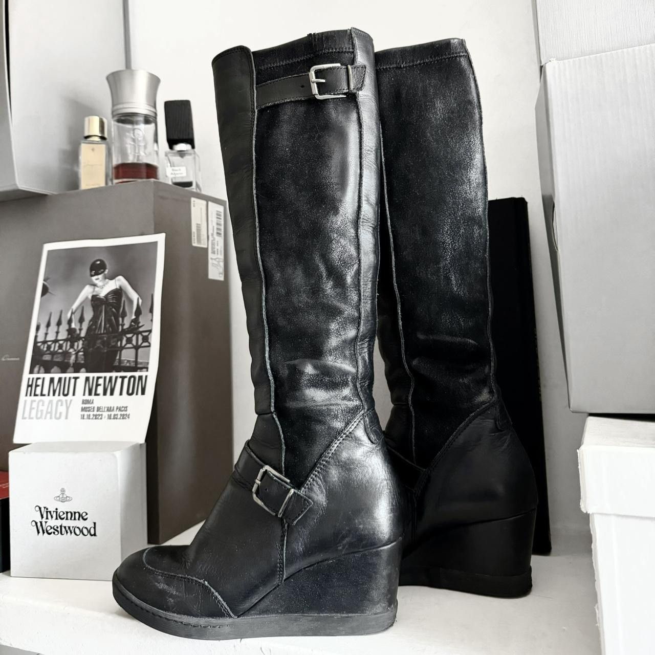 Vintage Archive Vintage biker gladiator wedge boots with many belts Size US 5.5 / IT 35.5 - 2 Thumbnail