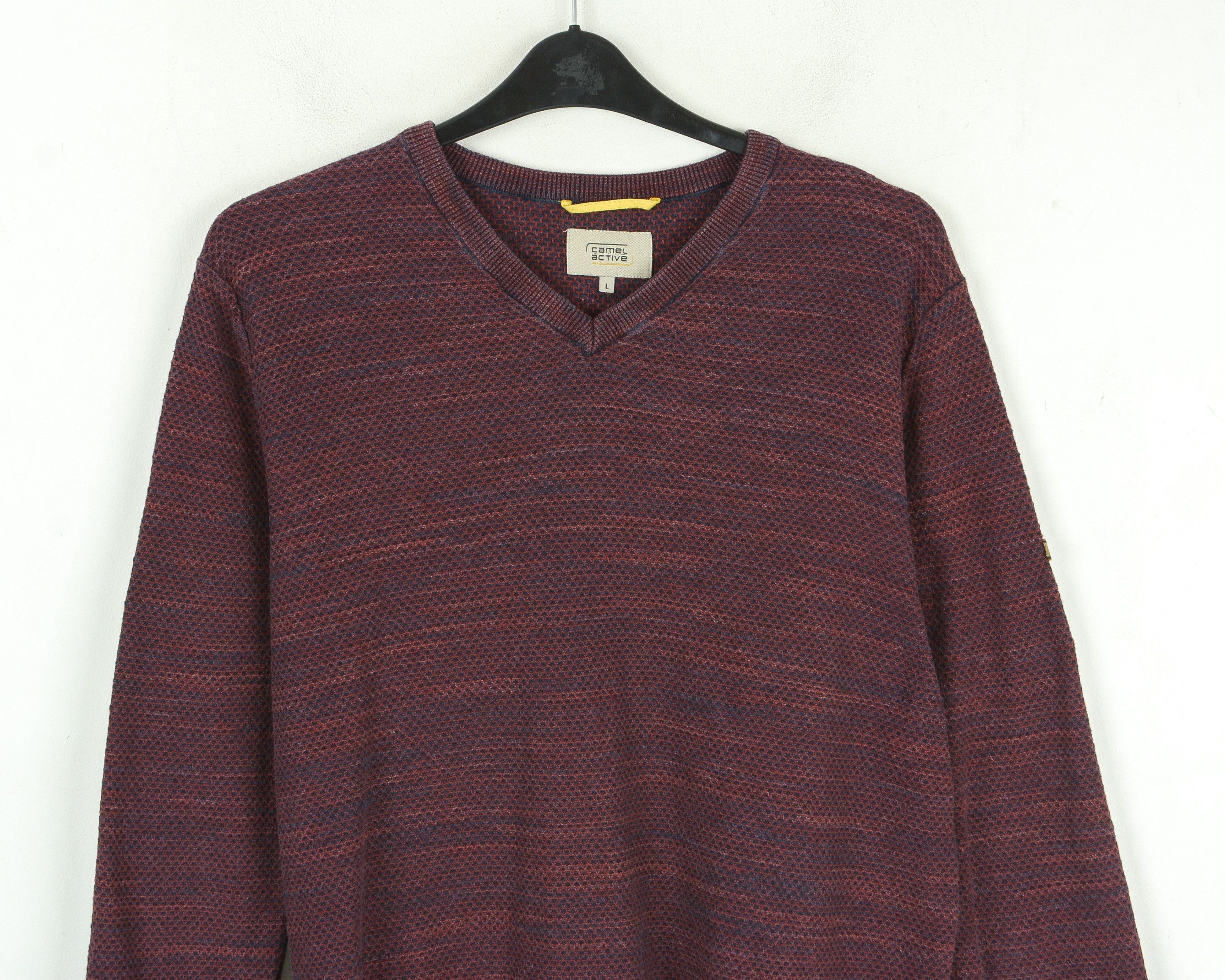 camel active Jumper Pullover Sweater V-Neck Knitted Cotton Dark Red Top Size US L / EU 52-54 / 3 - 2 Thumbnail