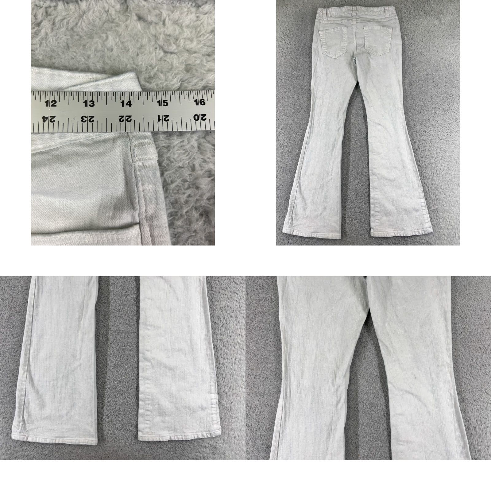 Vintage INC International Concepts Jeans Women 4 White Denim Flared Regular 27x32 Pants, 5-Pocket, Zip, Distressed, Stretch, Medium Wash, Cotton, Vintage: No Size 27" / US 4 / IT 40 - 9 Thumbnail