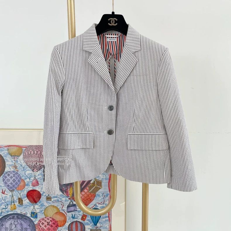 Thom Browne Thom Browne Gray Striped Blazer Size 40 3 Size 40R - 1 Thumbnail