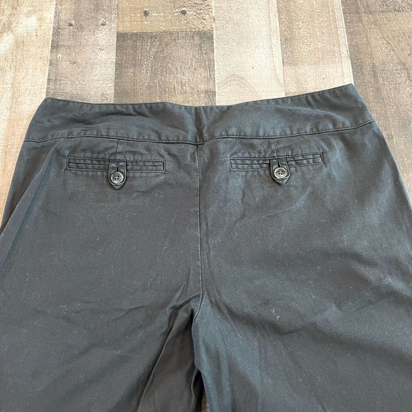 George George Pants Womens 10 Black Hi Rise Chino Wide Leg Stretch Flat Front Casual Size 32" / US 10 / IT 46 - 5 Thumbnail