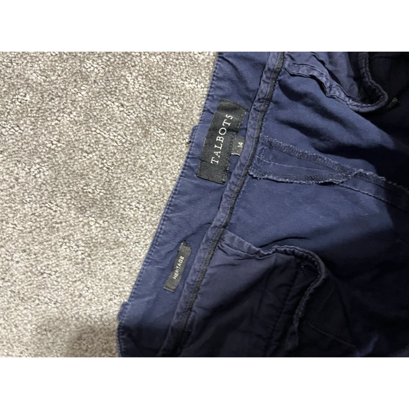 Talbots Talbots Women's Cropped Pants 14 Navy Blue Straight Cotton Stretch Casual Workwear Size 36" / US 14 / IT 50 - 5 Thumbnail