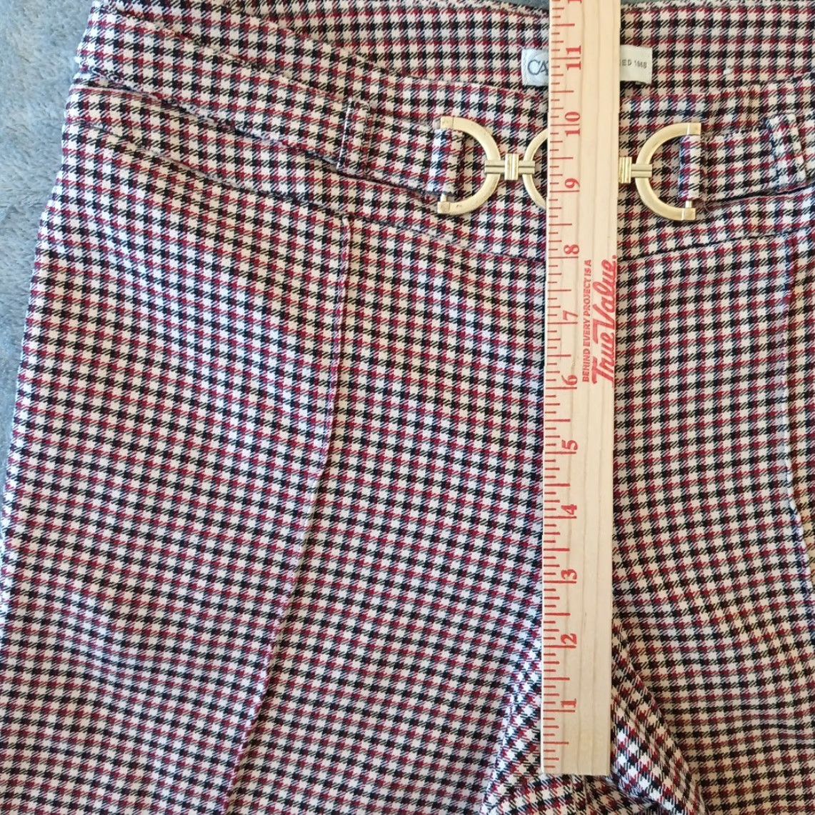 Vintage Cato Ankle Pants Womens Size 8 Red Plaid Pull On Skinny Stretch Pockets - Regular, 28.5" Inseam Size 29" - 4 Thumbnail