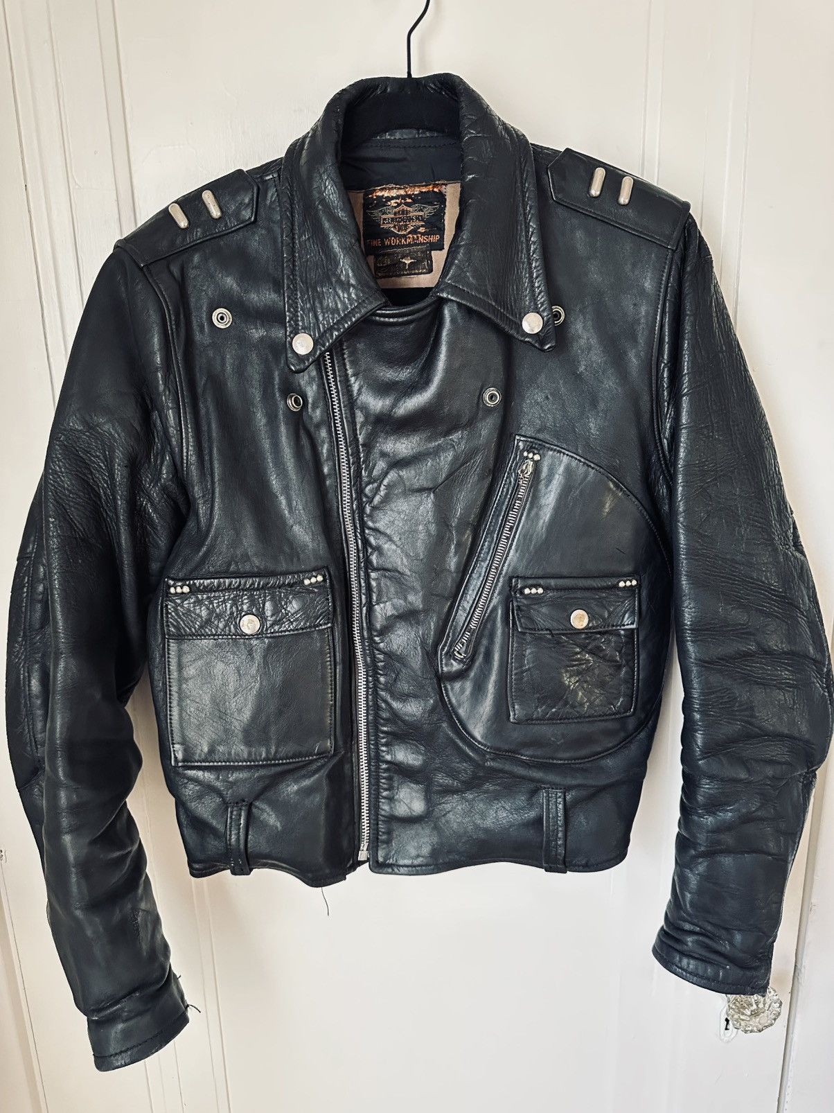Harley Davidson Harley Davidson 40s Cycle Champ Leather Jacket Size US M / EU 48-50 / 2 - 2 Thumbnail