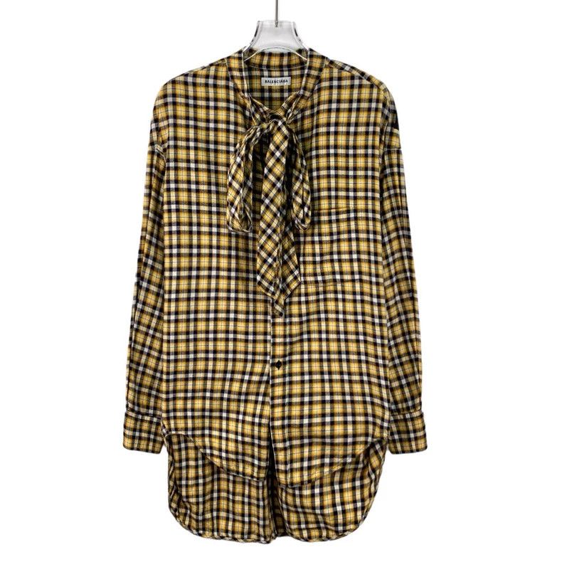 Balenciaga Balenciaga Checkered Bow Tie Long Sleeve Shirt Size US S / EU 44-46 / 1 - 1 Thumbnail
