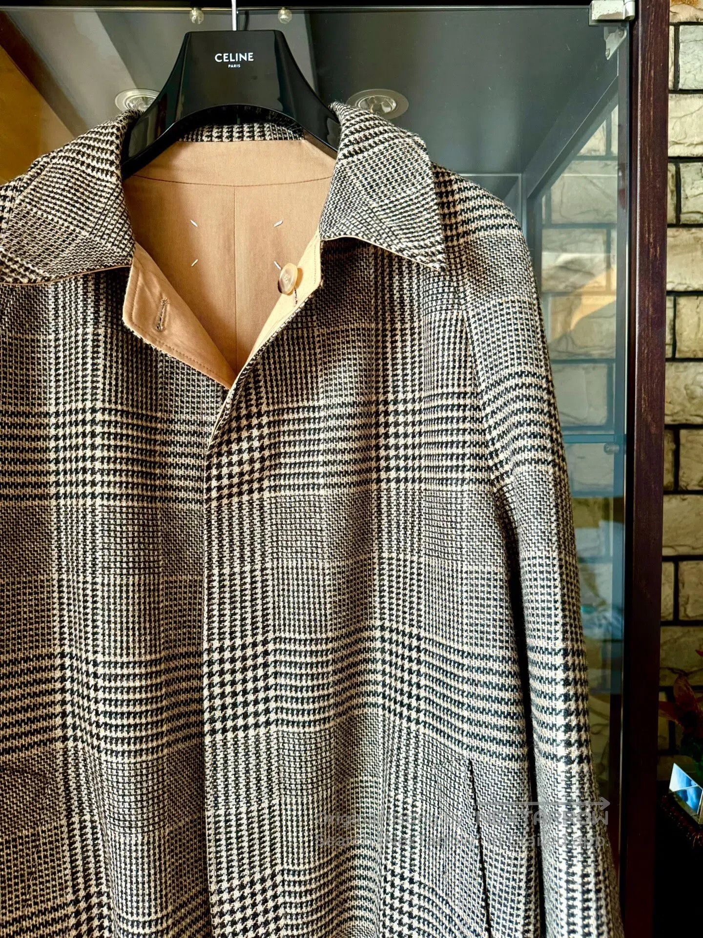 Maison Margiela Maison Margiela Khaki Houndstooth Reversible Overcoat Jack Size S / US 4 / IT 40 - 2 Thumbnail