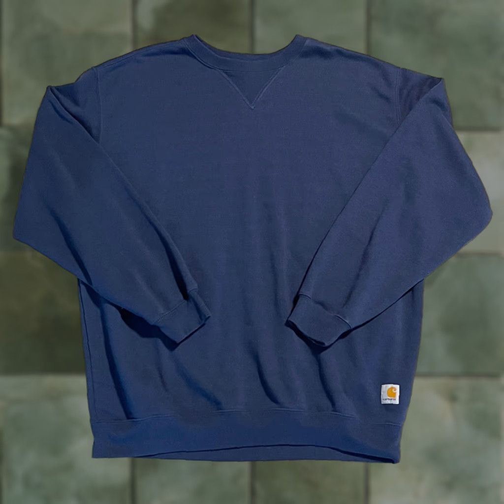 Carhartt Carhartt Sweatshirt Crewneck Blue XL Pullover Logo Embroidered, Regular Fit, Men, 2003, Knit Cotton Blend, Long Sleeve, Made in Mexico Size US XL / EU 56 / 4 - 1 Thumbnail