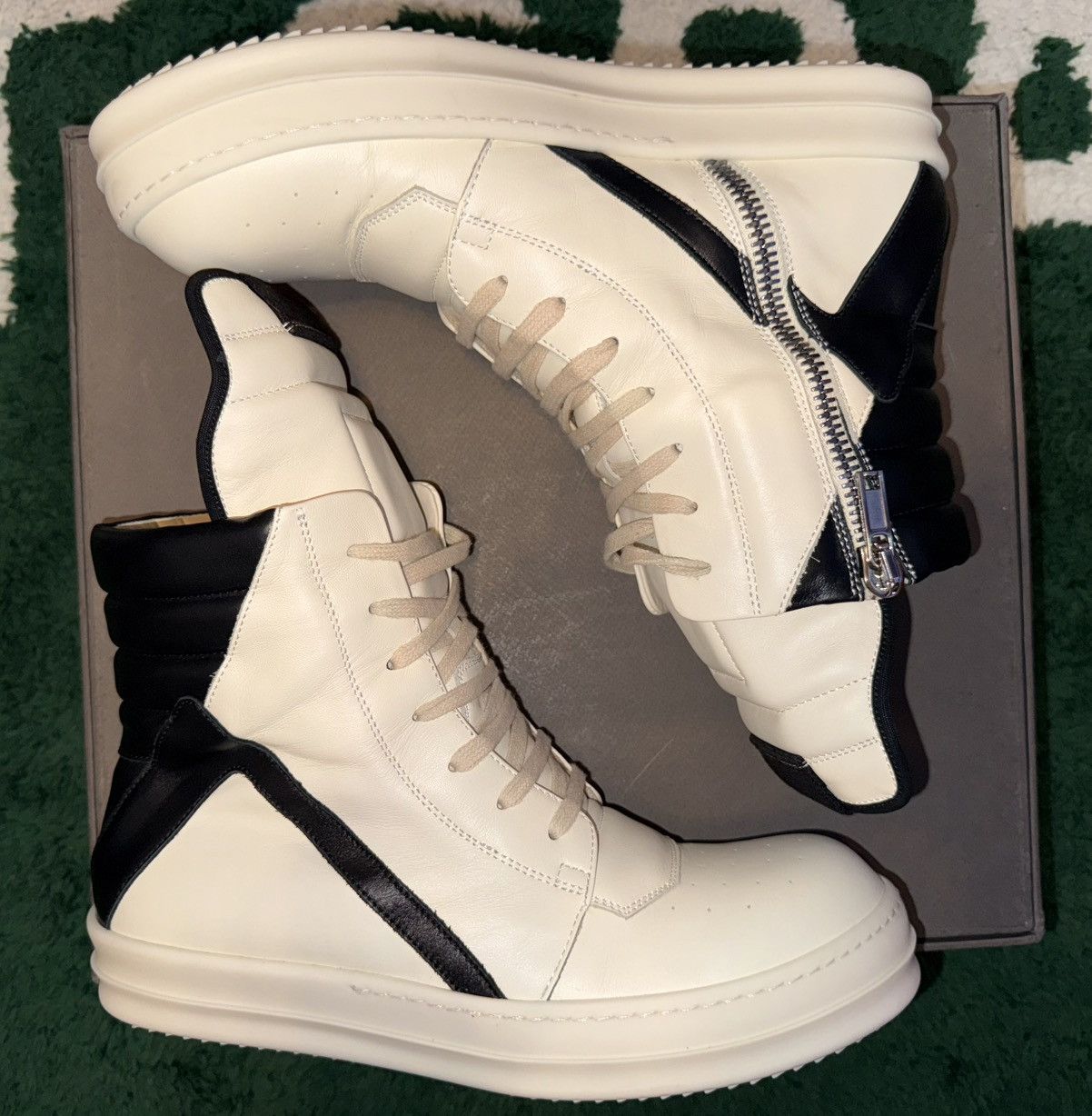 Rick Owens Rick Owens Geobasket Milk/Black sz 42 IT NEW | Grailed