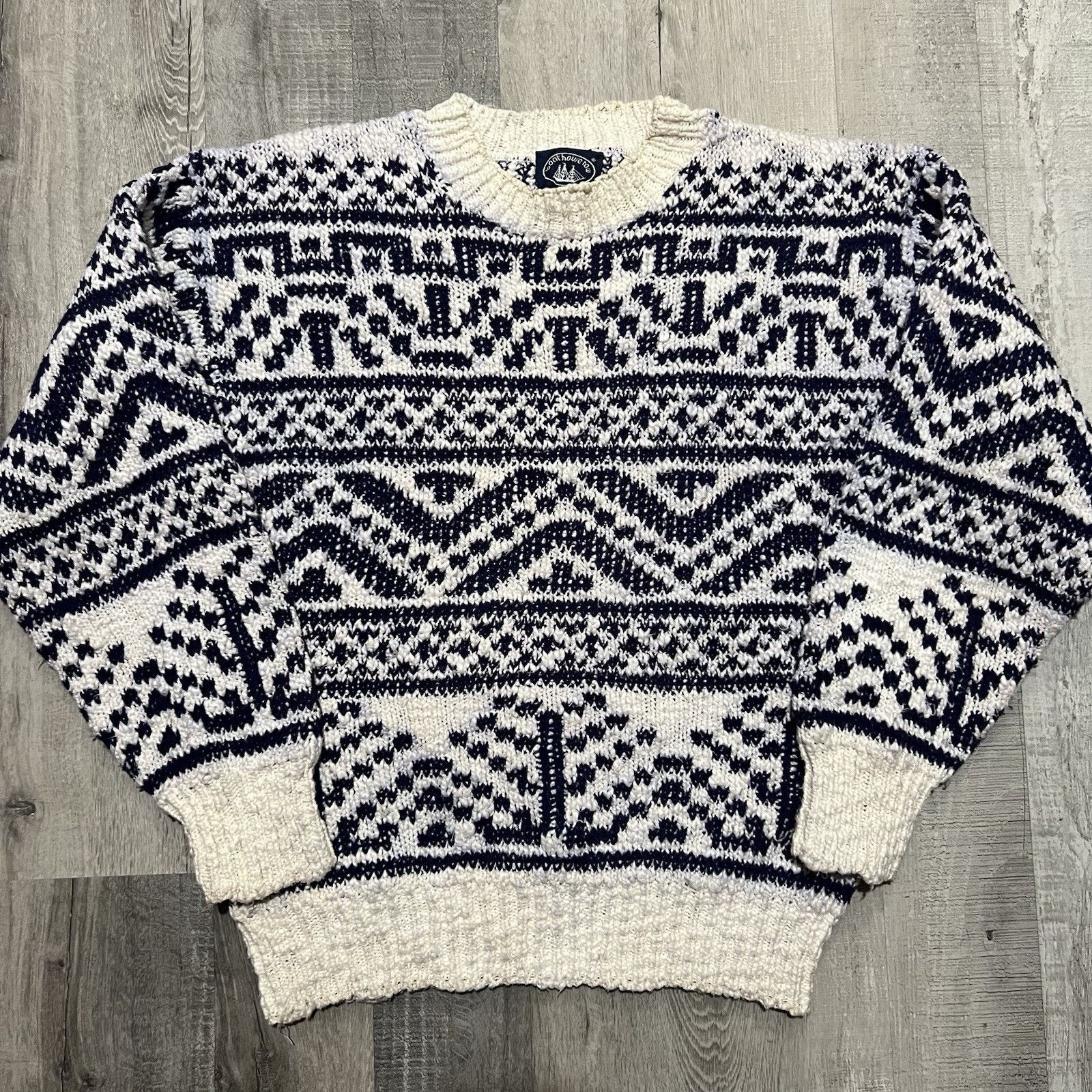 Vintage VTG Boathouse Row Pullover Sweater Geometric Chunky Knit Size US M / EU 48-50 / 2 - 1 Thumbnail