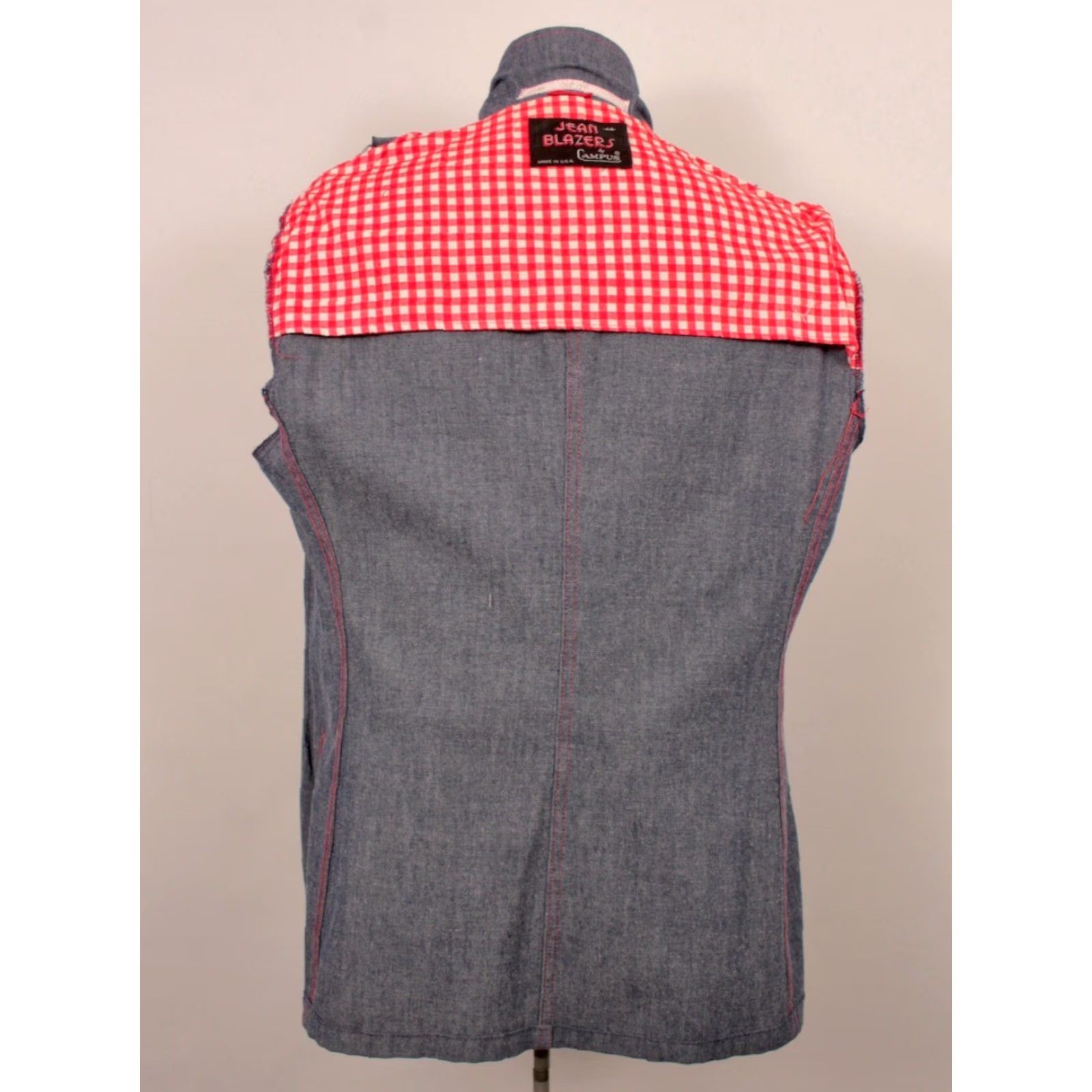 Vintage VINTAGE Campus Denim Blazer Men 70s Size 44 Blue Red Blazer Jacket 31" Long Mens Size US 44 / EU 60 - 3 Thumbnail