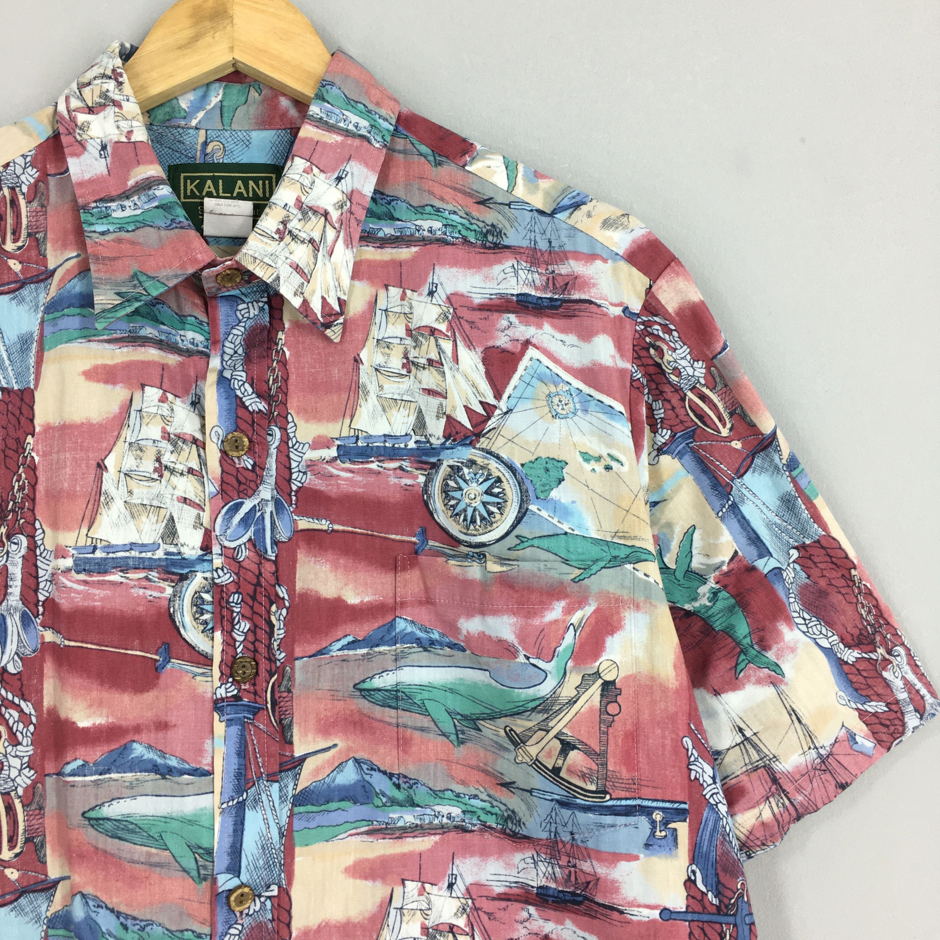 IOLANI Vintage Kalani Big Whale Sailing Beach Hawaiian Shirt XLarge Size US XL / EU 56 / 4 - 2 Thumbnail
