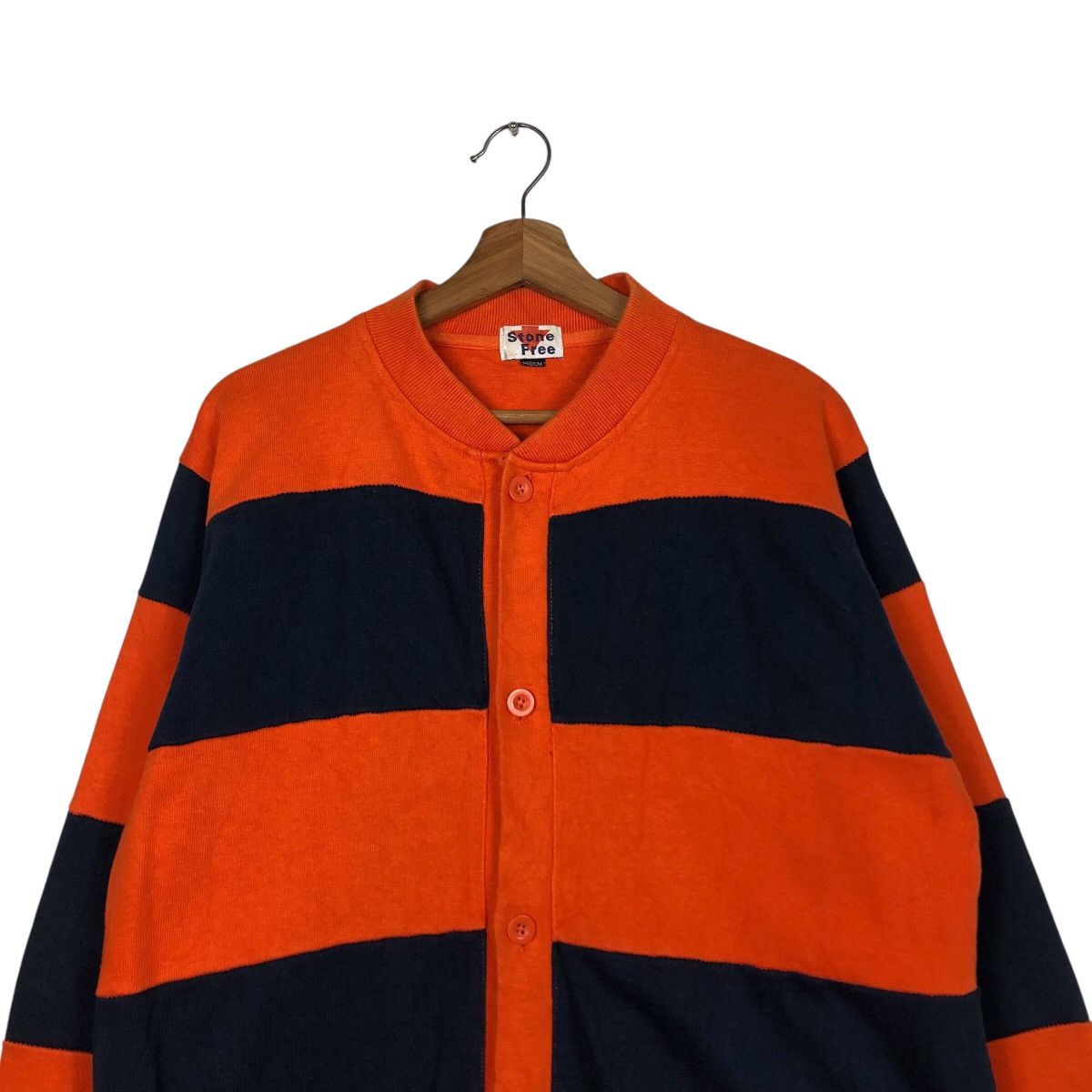 Japanese Brand 📌Vintage Button Bomber Cardigan Jacket Stone Free Striped Size US M / EU 48-50 / 2 - 4 Thumbnail